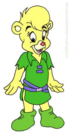 an image of a cartoon bear with green clothes