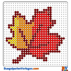 an image of a cross stitch pattern with red and yellow dots in the shape of a flower