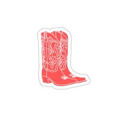 a red cowboy boot sticker on a white background