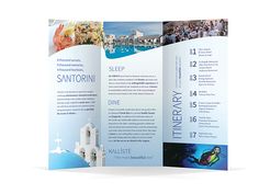 an open brochure with images of people swimming in the water and other things on it