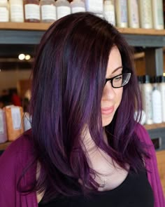 nice 25 Dark Purple Hair Ideas That Will Tease And Splash Permanent Purple Hair Dye, Dark Violet Hair, Purple Brown Hair, Dark Hair Dye, Lilac Hair Color