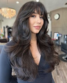 Long Thick Hair with Midshaft Butterfly Layers and Bangs Bang Haircuts, Blond Pony, Winter Blonde Hair, Layered Bangs, Butterfly Haircut, Fabulous Hair, Hair 2024