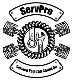 repair service emblem with wrench and gears in center on white background, vintage style illustration