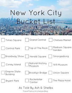 the new york city bucket list