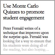 an article about the use of monte carlo quizzes to promote students'engagement with their peers