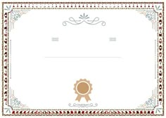 a certificate or award with an ornate border and ribbon around the edges, on a white background