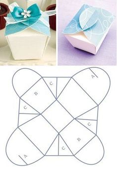 the instructions for how to make an origami gift box with ribbon and bow