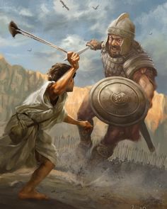 DAVID AND GOLIATH. 1 SAMUEL 17. - CHRIST GATEWAY Church Mural, Jesus 2024, Biblical Artwork