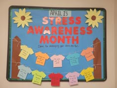 Destress Bulletin Board Ideas, Health Care Bulletin Board Ideas, April Ra Bulletin Boards, Mental Health Bulletin Board Ideas, Mental Health Bulletin Board