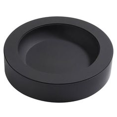 an empty black plate on a white background