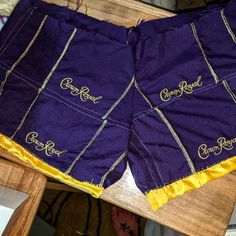 Crown Royal Shorts Made From Crown Royal Bags Crown Royal Gift Bags, Crown Royal Bags Ideas, Crown Royal Crafts, Crown Royal Quilt, Crown Royal Bags, Royal Costume, Bags Ideas, Crown Royal, Diy Bag