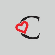 the letter c with a heart in it's center is shown on a gray background