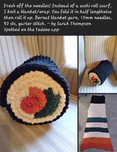 there is a collage of pictures with different things in it that are knitted