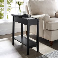 a living room scene with focus on the end table