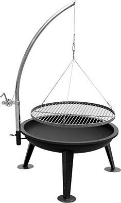 an outdoor bbq is shown with the handle extended to it's top and bottom