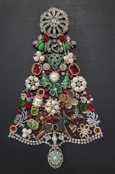 a christmas tree made out of jewels and pearls