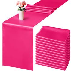 PRICES MAY VARY. Quantity and color: one set comes with 12 satin table runners, enough quantity is suitable for wedding banquets and various parties; the table runners are hot pink, which will make your table decorations elegant and guests will love them Size and for diy: the size of each table runner is approximately 12 x 108 inches / 30 x 275 cm, which is large enough to cover rectangles and round tables, can also be spliced together for long tables; you can tie a bow to make the hot pink runn Silk Table Runner, Checkerboard Table, Table Runner For Wedding, Long Tables, Pink Runner, Round Tables, Pink Table, Wedding Banquet, Birthday Party Decoration