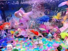 an aquarium filled with lots of different types of toys