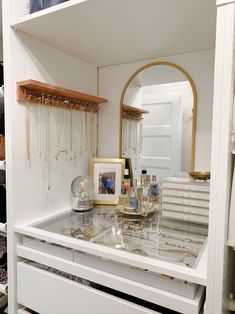 DIY Walk-in Closet Makeover Reveal! With IKEA Pax Units | #outfittrends #casuallooks #trends #looks Walk In Closet Ideas Jewelry Organization, Pax Closet Ideas Small Spaces, Pax Makeup Vanity, Jewelry In Closet Ideas, Jewelry Storage In Closet Walk In, Master Closet Jewelry Organization, Jewelry Closet Ideas, Walk In Closet Styling, Wardrobe With Jewelry Storage