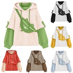 Bear Hoodie For Womens Autumn Patchwork Sweatshirts Long Sleeve Pullover With Cute Personality Bag Features: Occasions: This funny frog hoodie is suitable for casual, workout, going out ,work, school, travel, home, vacation, party,Halloween,Christmas,travel,street photography,etc. Occasion&Match:Our Womens Cute Mushroom Frog Hoodies Pullover Is Good At Various Occasion Weaing, Such As Travel, School, Vacation, Outdoor, Date, Street and Around The House Etc and It's Also A Good Idea As A Christma Winter Streetwear Sweatshirt With Patchwork, Trendy Winter Hoodie With Contrast Color, Hooded Tops With Contrast Color For Fall, Fall Hooded Tops With Contrast Color, Trendy White Patchwork Sweatshirt, White Long Sleeve Hoodie With Patchwork, Hooded Patchwork Sweatshirt For Streetwear, Winter Cotton Sweatshirt With Contrast Color, Cotton Long Sleeve Color Block Hoodie