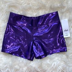 Brand New! Fits Tight Like A S/M Made In The Usa Fast Shipper Top Rated Seller Offers Welcome Disco Stretch Shorts For Night Out, Stretch Disco Shorts For Night Out, Disco Style Stretch Shorts For Night Out, Trendy Stretch Bottoms For Cheerleading, Fitted Sporty Shorts For Night Out, Fitted Sporty Shorts For A Night Out, Sporty Fitted Shorts For Night Out, Purple Stretch Bottoms For Cheerleading, Purple Fitted Sports Shorts