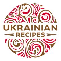 the logo for ukraine recipes is shown in brown and red colors on a white background