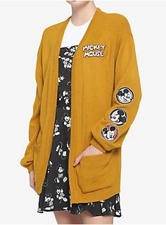 Her Universe Disney Mickey Mouse Mustard Open Cardigan Mickey Mouse Characters, Unique Cardigan, Mustard Cardigan, Long Cardi, Her Universe, Open Sweater, Disney Sweatshirts, Character Designs, Hoodie Girl