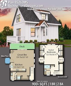 two story house plan with 3 bedroom and 2 bathrooms