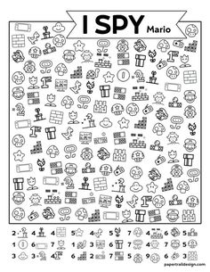 Find The Items In The Picture, Find The Differences Printables Free, Super Mario Bros Activities, Printable I Spy Pages, Free Printable I Spy Worksheets, Puzzle Pages Free Printable, I Spy Kindergarten Free Printable, I Spy Summer Printables For Kids Free, I Spy Coloring Pages