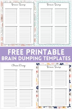 free printable brain dumping templates for kids to use in the classroom or at home