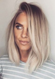 Longbob Hair, Curled Blonde Hair, Ash Blonde Hair Colour, Short Ombre Hair, Ash Blonde Balayage, Ice Blonde, Balayage Blonde, Ash Blonde Hair, Ombré Hair