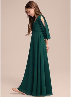 JJ's House Pleated Chiffon V-Neck Junior Bridesmaid Dresses Fall Spring Summer Winter A-line Back Zip Dark Green No Floor-Length Green 1/2 Sleeve Junior Bridesmaid Dress. #JJ's House #Pleated #Chiffon #VNeck #JuniorBridesmaidDresses #Fall #Spring #Summer #Winter #Aline #BackZip #DarkGreen #No #FloorLength #Green #12Sleeve #JuniorBridesmaidDress Bridesmaid Dresses Fall, Forest Green Bridesmaid Dresses, Green Flower Girl Dresses, Old Wedding Dresses, Winter Bridesmaid Dresses, Long Sleeve Bridesmaid Dress, Girls Bridesmaid Dresses, Long Green Dress, Fall Bridesmaid Dresses