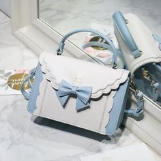 ad eBay - Bowknot Organ Bag Small Square Lolita Shoulder Messenger Female - Buy Now, click the link (eBay) Kawaii Bags, Bow Bag, Handbag Outfit, Girly Bags, Cute Handbags, Style Japonais, Fancy Bags, Leather Bow, Pretty Bags