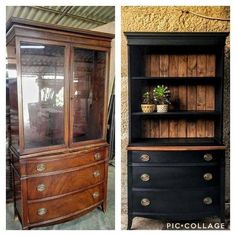 an old dresser has been refinished into a new piece of furniture for the living room