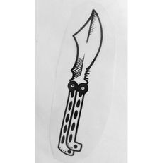 a black and white drawing of a knife with a sharp blade on it's end