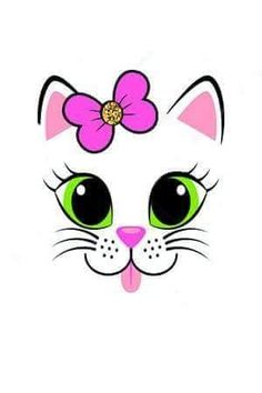 a white cat with green eyes and a pink flower in its hair