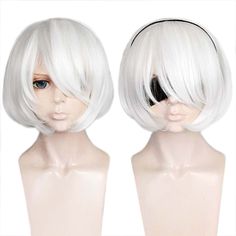 PRICES MAY VARY. ♥♥【Real Design of Wig as Same as the Anime Character】:All Style of our White Cosplay Wig Ponytail is Designed by Our Professional Cosplayer & Designer. We Have over 10 Years Design Experience & Cooperated with Comic Con ♥♥【Adjustable Cap Size for All Head Circumference】: Short Cosplay Bob Wig is Designed with 2 adjustable straps , 2 Hooks & Soft Breathable Material Structure.Adjust Blue Wig with Ponytail Size from Small to Medium to Large.No Worry about Size. ♥♥【Easily Styled by Hair Wigs For Men, 2b Cosplay, Short White Hair, Anime Wigs, White Costumes, Cosplay Hair, Halloween Wigs, Harley Quinn Cosplay, Nier Automata