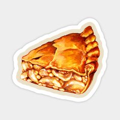 a piece of pie sticker on a white background with an image of some nuts in it