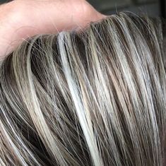 Brown Hair Turning Gray, Gray Blending Hair Highlights, Hair Turning Gray, Grey Transition, Grey Blending, Grey Hair Coverage, Mushroom Hair