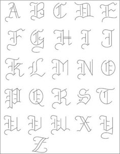 the letters and numbers that are in cursive writing, including one for each letter