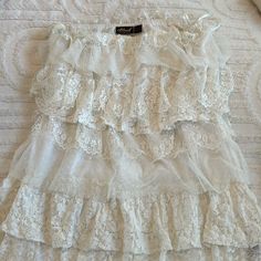 Lace Strapless Dress, Never Worn Vintage White Lace Dress, Lace Strapless Dress, Strapless Summer Dress, Strapless Lace Dress, Country Decorating, Lace Dress Vintage, Strapless Floral Dress, Lace Strapless, White Lace Dress