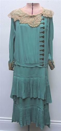 ebay.com 1920's Flapper, Mint Green Dress, 20th Century Fashion, Period Outfit, 1920s Dress