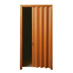 an open wooden door on a white background