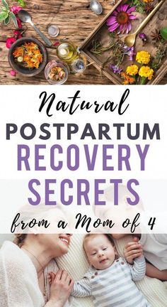 the cover of natural postpartum recovery secrets from a mom of 4