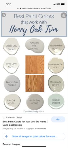 the best paint colors that work with honey oak trim on pinter's page