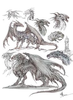 some drawings of different types of monsters