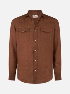 Man linen shirt texan styleVintage-look treatmentBrown solid colorFront applied pocketsComfortable sizeLong sleevesClassic necklineFront closureButton downButtoned cuffsComposition:100% Linen Brown Long Sleeve Shirt With Pockets, Brown Relaxed Fit Shirt With Pockets, Brown Cotton Shirt With Lapel Collar, Brown Tops With Casual Collar And Pockets, Brown Tops With Pockets And Casual Collar, Brown Shirt With Welt Pockets For Work, Vintage Linen Shirt With Relaxed Fit, Collared Brown Shirt With Welt Pockets, Brown Shirt With Welt Pockets And Spread Collar