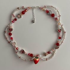 SPECIFICATIONS Necklace Type: Chokers Necklaces Metals Type: Zinc alloy Item Type: Necklaces Chain Type: Beaded Bracelet قلادات متدلية, Anting Manik, Strawberry Necklace, Y2k Necklace, Diy Collier