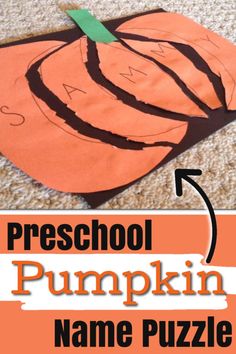 the pumpkin name puzzle for preschool to learn how to write and draw it's name