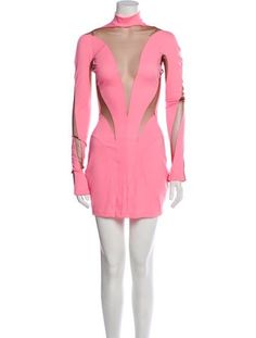 Mugler DressPinkMesh AccentsLong Sleeve with Mock NeckConcealed Zip Closure at BackFit:Dresses by Mugler typically fit true to size. Custom Mugler, Mugler Venus Dress, Angel Iced Star Mugler, Mugler Pink Dress, Mugler Archive Dress, Mock Neck Mini Dress, Mock Neck, Print Patterns, Dress Outfits